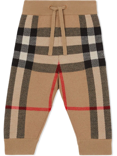 Shop Burberry Check-pattern Track Pants In Brown