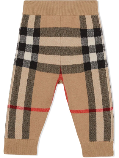 Shop Burberry Check-pattern Track Pants In Brown