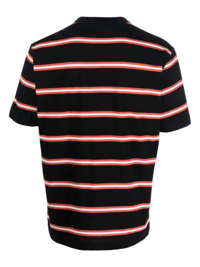 Shop Ps By Paul Smith Stripe-print Organic-cotton T-shirt In Black