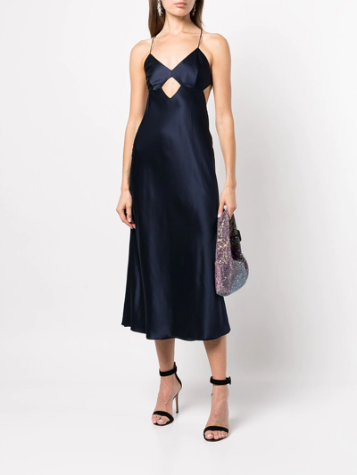 Shop Michelle Mason Cut-out Detail Midi Dress In Blue