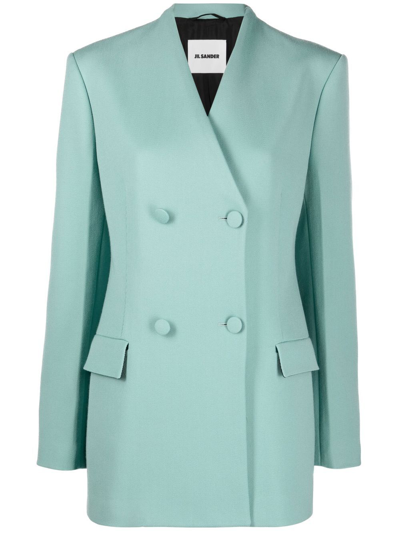 Shop Jil Sander Double-breasted Blazer In Blue