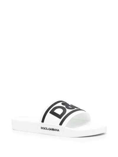 Shop Dolce & Gabbana Gomma Pool Slides In White