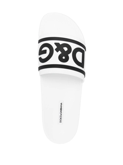 Shop Dolce & Gabbana Gomma Pool Slides In White