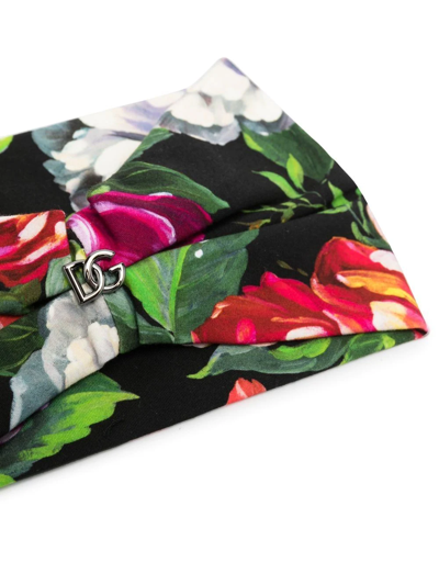 Shop Dolce & Gabbana Floral-print Head Band In Black