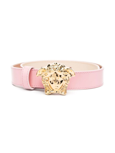 Shop Versace Medusa-head Leather Belt In Pink
