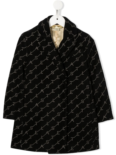 Shop Stella Mccartney Logo-print Single-breasted Coat In Black