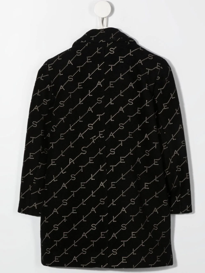 Shop Stella Mccartney Logo-print Single-breasted Coat In Black
