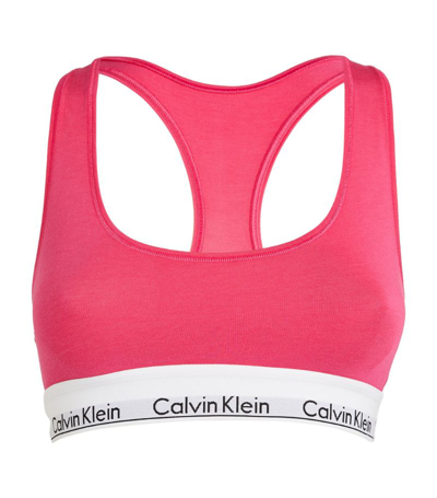 Shop Calvin Klein Modern Cotton Logo Bralette In Pink