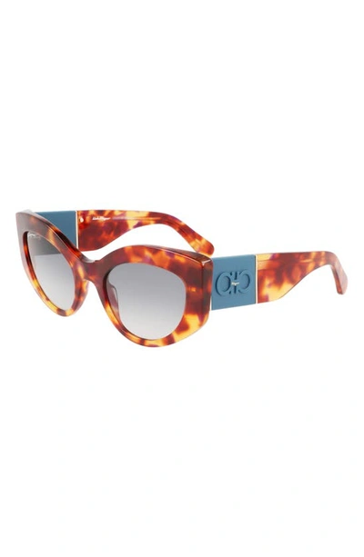 Shop Ferragamo 53mm Gancini Butterfly Sunglasses In Red Tortoise
