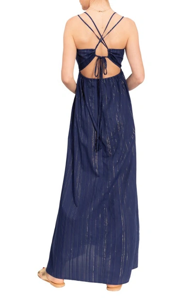 Everyday Ritual Hazel Long Cotton Nightgown In Midnight Shimmer