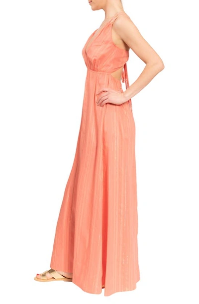 Shop Everyday Ritual Hazel Long Cotton Nightgown In Coral Shimmer
