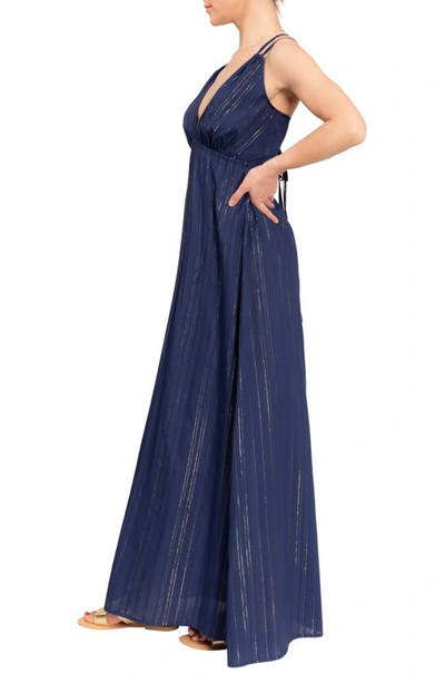 Everyday Ritual Hazel Long Cotton Nightgown In Midnight Shimmer