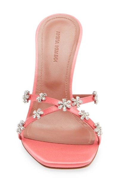 Shop Amina Muaddi Lily Crystal Embellished Slide Sandal In Satin Bubble