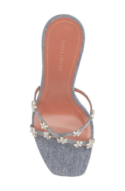 Shop Amina Muaddi Lily Crystal Embellished Slide Sandal In Denim Stone Wash