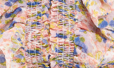 Endless Rose Smocked Ruffle Floral Blouse In Pink Multi