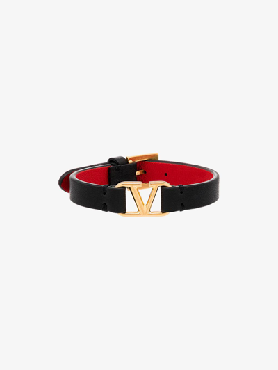 Shop Valentino Vlogo Singature Leather Bracelet