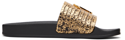 Shop Giuseppe Zanotti Gold Brett Sandals In Oro/nero