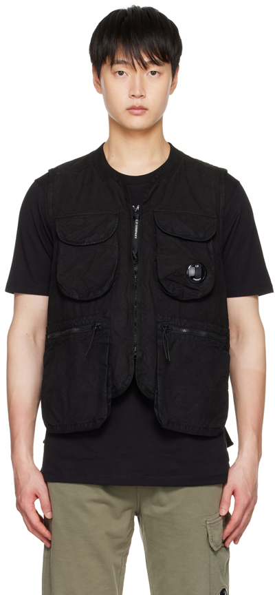 Shop C.p. Company Black Ba-tic Vest In 999 Black