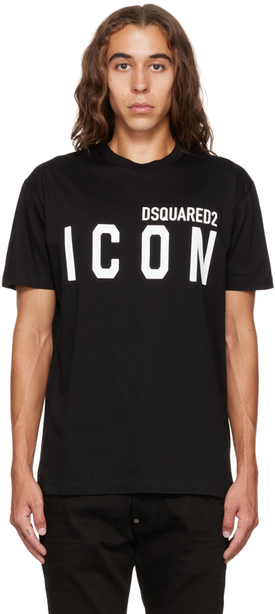 Shop Dsquared2 Black Icon Cool T-shirt In 980 Black-white