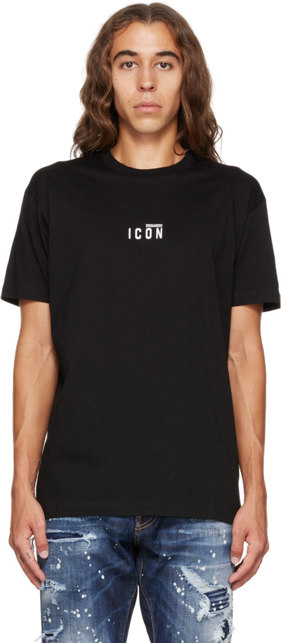 Shop Dsquared2 Black Mini Logo Icon T-shirt In 980 Black-white