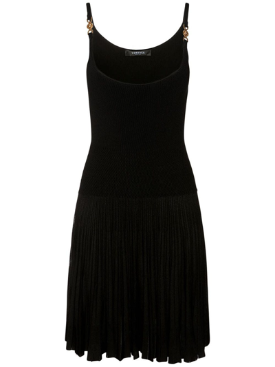 Shop Versace Black Mini Dress Medusa In Nero