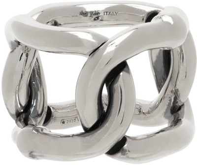 Shop Bottega Veneta Silver Chains Ring In 8117 Silver