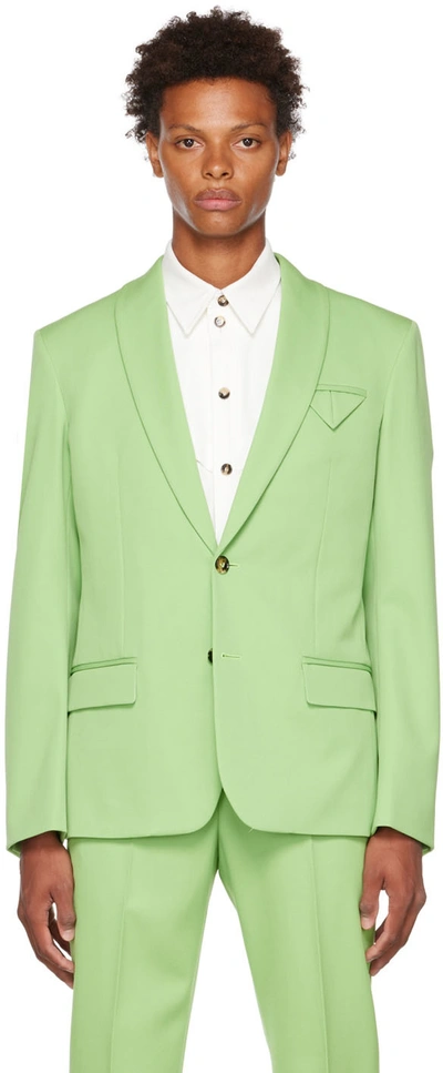 Shop Bottega Veneta Green Plain-woven Blazer In 3516 Pistachio