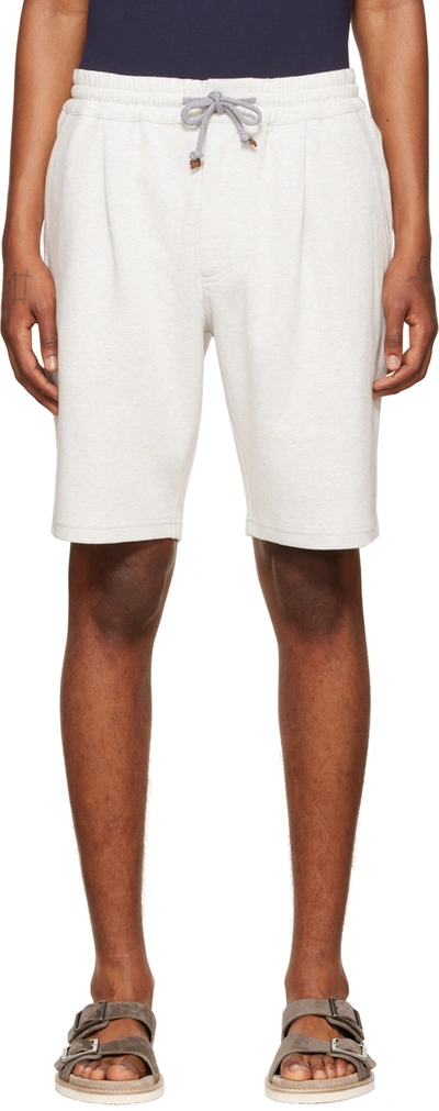 Shop Brunello Cucinelli Grey Bermuda Shorts In C084 Beige+grey