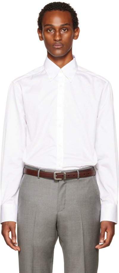 Shop Brunello Cucinelli White Slim-fit Shirt In C159 White