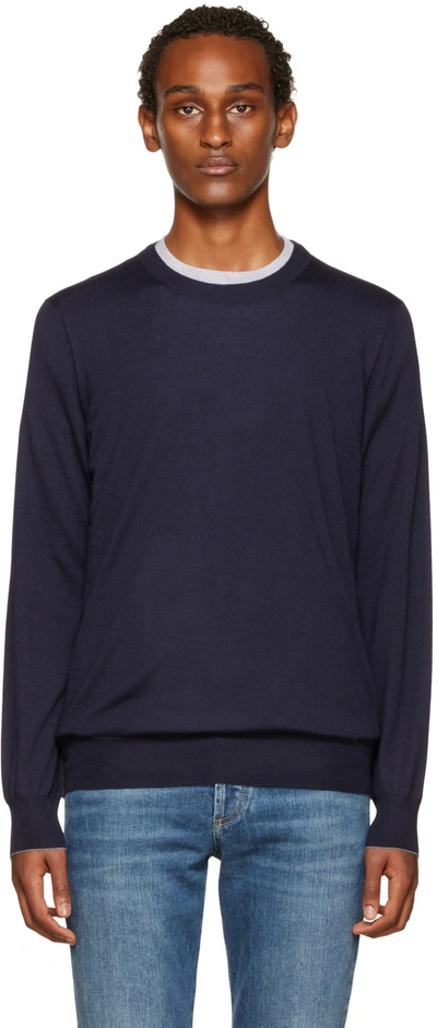 Shop Brunello Cucinelli Navy Cashmere Sweater In Cw425 Navy