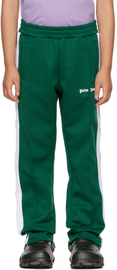 Shop Palm Angels Kids Green Track Lounge Pants In Forest Green White