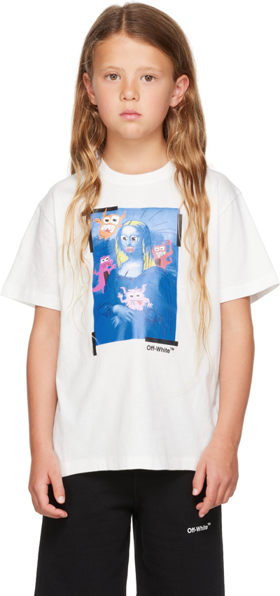 Shop Off-white Kids White Monsterlisa T-shirt In White Blue