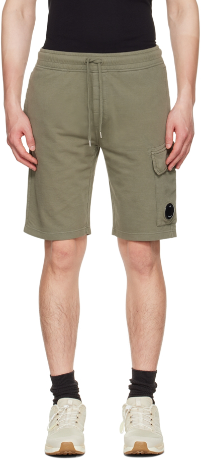 Shop C.p. Company Green Garment-dyed Shorts In 669 Thyme