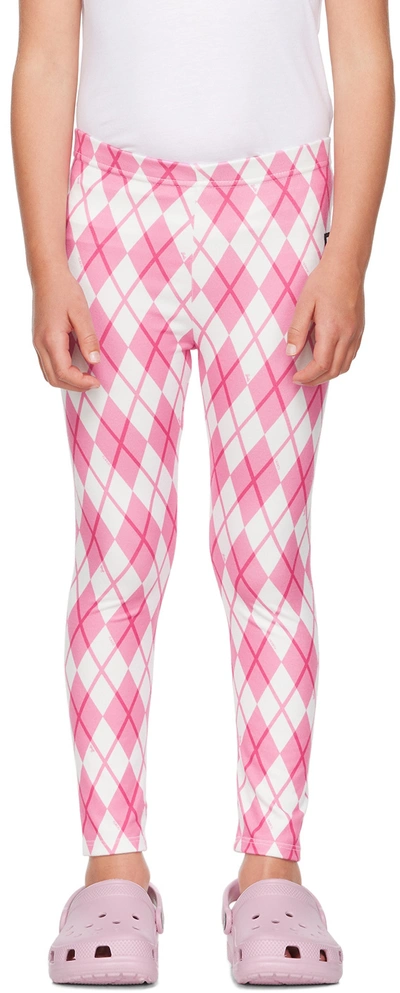Flakiki Ssense Exclusive Kids Pink & White Barbie Edition Argyle Lounge Pants In Pink