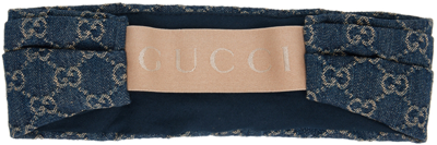 Shop Gucci Indigo Gg Denim Headband In 4200 Sapphire