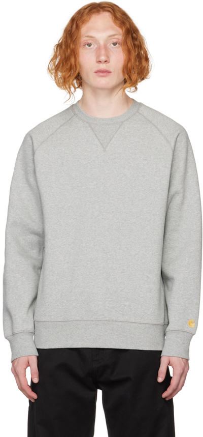 Shop Carhartt Grey Chase Sweatshirt In V690 Grey