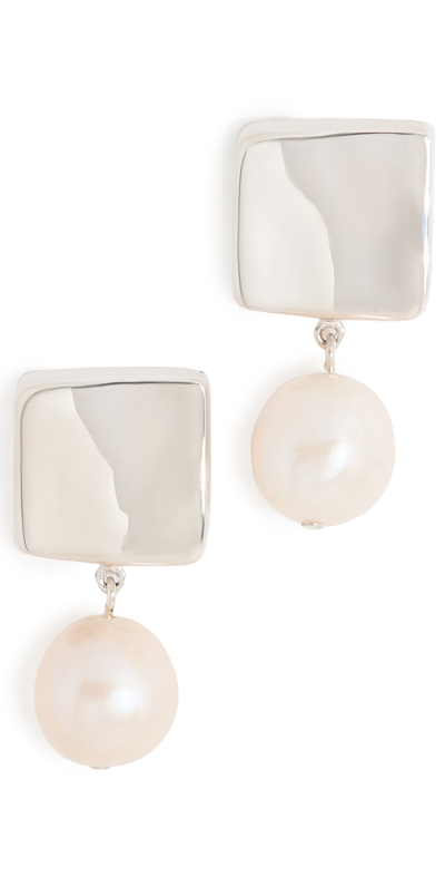 Shop Agmes Small Baroque Luca Earrings In Pearl