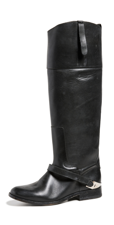 Shop Golden Goose Charlie Leather Riding Boots In Black