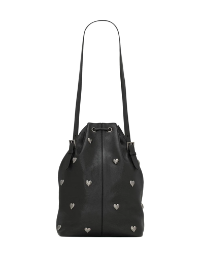 Shop Saint Laurent Rivage Bucket Bag In Black