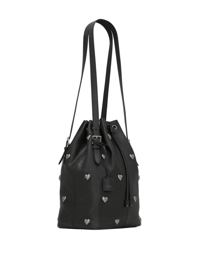 Shop Saint Laurent Rivage Bucket Bag In Black