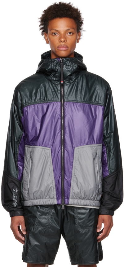 Shop Moncler Black Peyrus Jacket In P86 Green/purple