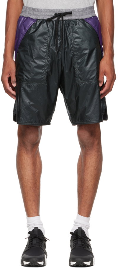 Shop Moncler Black Insulated Shorts In P86 Green/purple