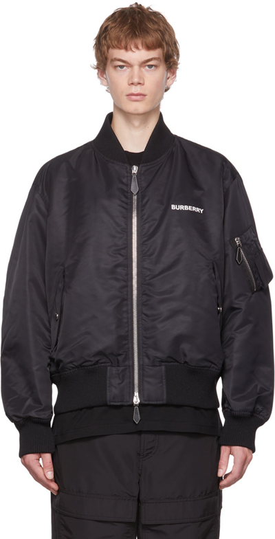 Shop Burberry Black Gillan Bomber Jacket