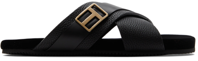 Shop Tom Ford Black Butterfly Sandals In U9000 Black