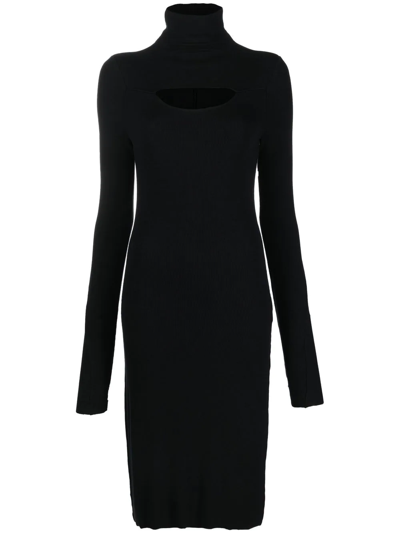 Shop Thom Krom Roll-neck Knit Midi Dress In Black