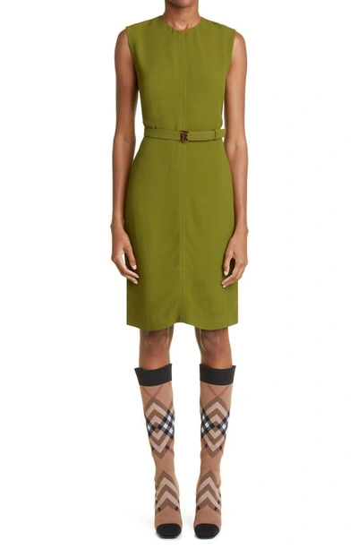 Shop Burberry Macy Midi Sheath Dress In Deep Fern Green