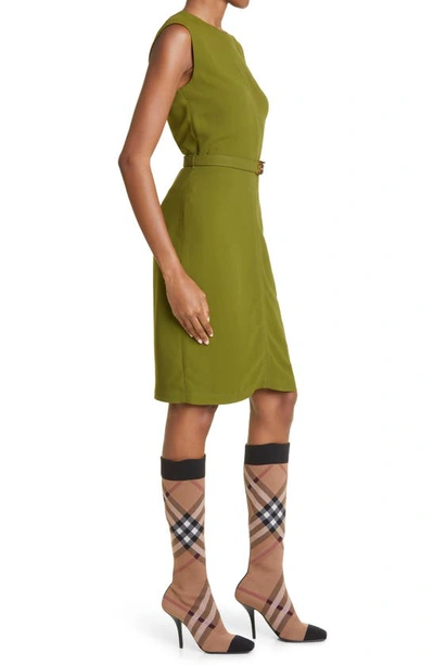 Shop Burberry Macy Midi Sheath Dress In Deep Fern Green