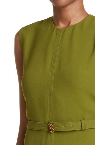 Shop Burberry Macy Midi Sheath Dress In Deep Fern Green