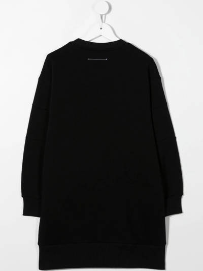 Shop Mm6 Maison Margiela Logo-print Sweatshirt Dress In Black