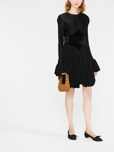 Rabanne Pleated Flared Minidress In Black